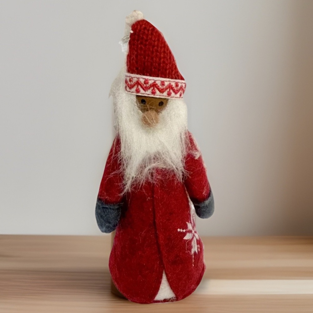 Fabric Santa with Snowflake Embroidery Christmas Tree Ornament Red - Wondershop™